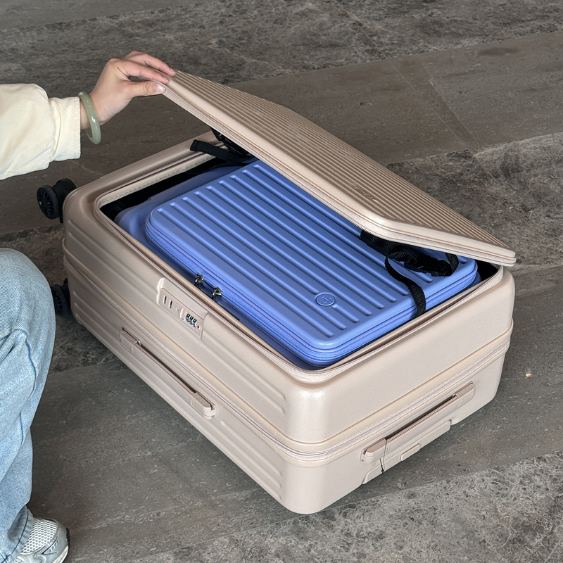 New Deep Compartment Suitcase with Side Opening Zipper, Durable and Expandable Travel Suitcase for Students, 20inch Carry-On Suitcase for Women