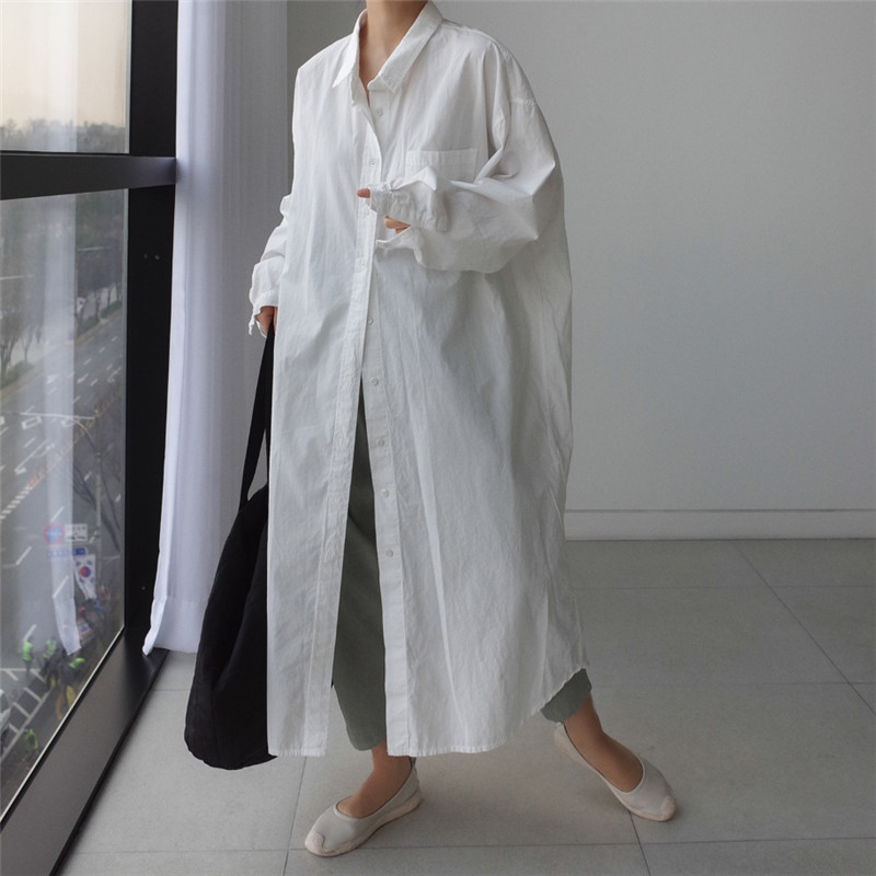 Loose Oversized Shirt, Long Over-The-Knee Dress, Versatile Base Shirt, Stylish College-Style Cardigan, Sun Protection Clothing, Trendy