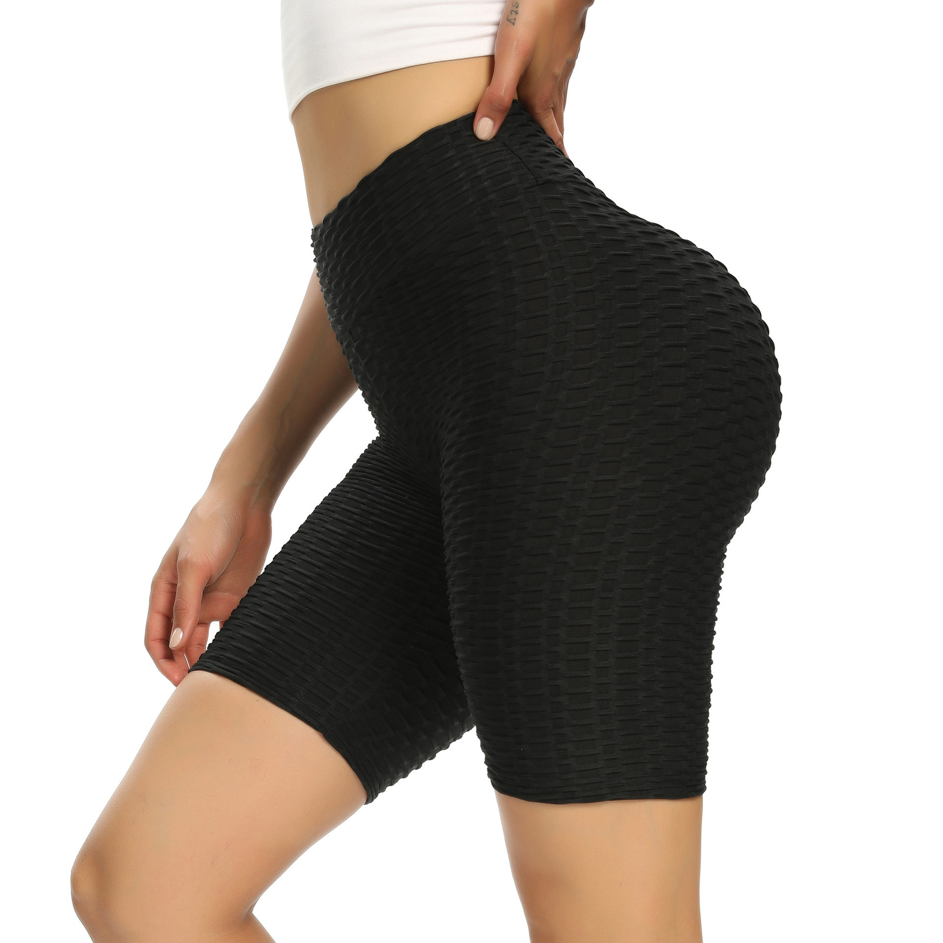 European and American internet-famous pants, cross-border sports and fitness bubble five-inch shorts, summer jacquard sexy and beautiful buttocks casual yoga pants