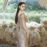 Вечернее платье, элитная золотая цветная длинная юбка, коллекция 2023, городской стиль, крой «рыбий хвост», премиум класс