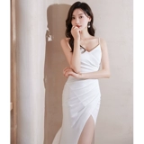 Белое элитное вечернее платье, коллекция 2022, крой «рыбий хвост»