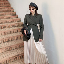 2021 autumn new suit fashion foreign style suit suit suit jacket pleated sling dress two-piece female tide