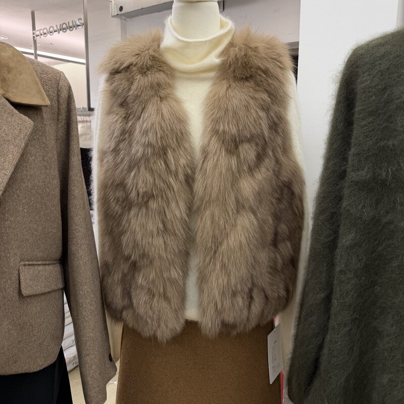 Forher 2026 Winter New Style Celebrity Fox Fur Vest for Women V-Neck Slimming Fur Vest Jacket Trendy