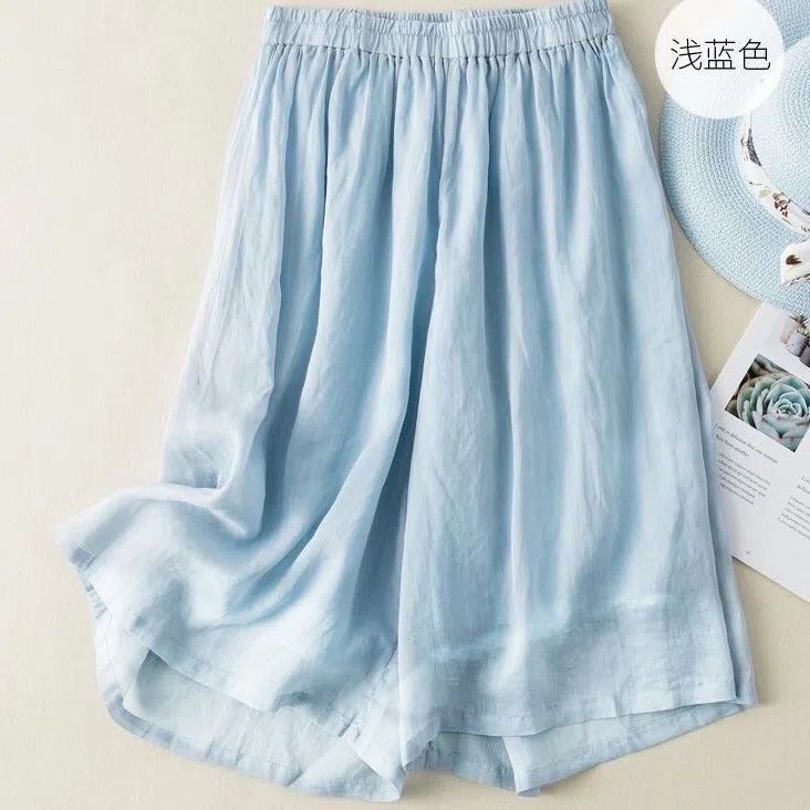 Brand Discount Store Clearance Loose Double-Layer Ramie Women's Pants Mid-Length Casual Cotton Linen Wide-Leg Pants Skirt Brand Discount Store Clearance Loose Double-Layer Ramie Women's Pants Mid-Length Casual Cotton Linen Wide-Leg Pants Skirt