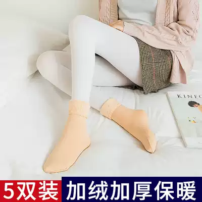 Socks female stockings plus velvet thickened light legs winter artifact snow autumn winter short stockings flesh color socks skin color