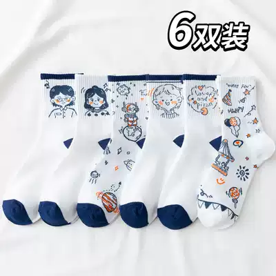 Socks women's stockings cotton ins tide spring and autumn sports long waist women's socks Japanese cute autumn cotton socks women