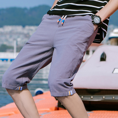 Cắt quần quần short nam lỏng thường năm điểm quần mùa hè phần mỏng 7 quần nam Hàn Quốc phiên bản của thủy triều Mỏng ống túm quần áo unisex 3/4 Jeans