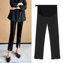 Pregnant woman pants slim 90% small leggings front opening fork Summer thin section straight cylinder smoke pipe pants black 100 lap pro Western pants