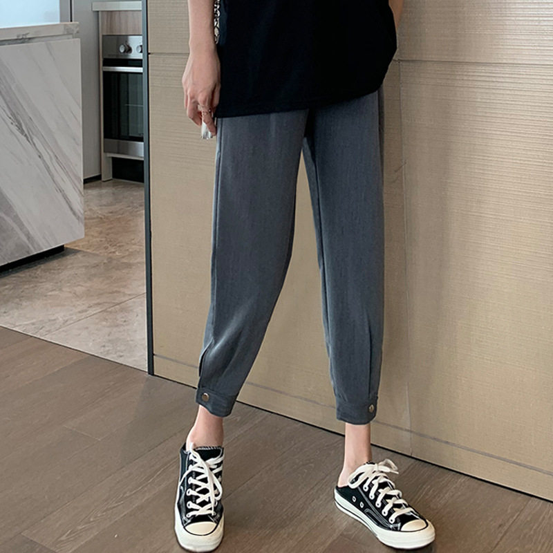 2022 Spring and Summer Pregnant Women Personality Nine-point Closure Trousers Maternity Pants Fashion Casual Harem Pants Look Thin Pure Cotton Belly Support