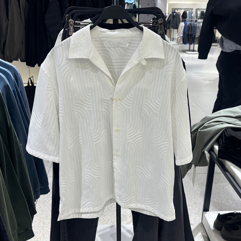 Za Taorz2026 Spring and Summer New Men's Clothing 4583493 Loose Embroidered Jacquard American Casual Short-Sleeved Shirt