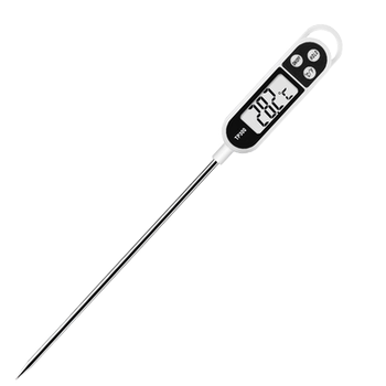 Food thermometer measures water temperature, milk temperature, oil temperature, boils sugar