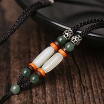 925 silver Hetian jade jade necklace rope hand woven woven jade jade pendant lanyard men and women hang neck rope