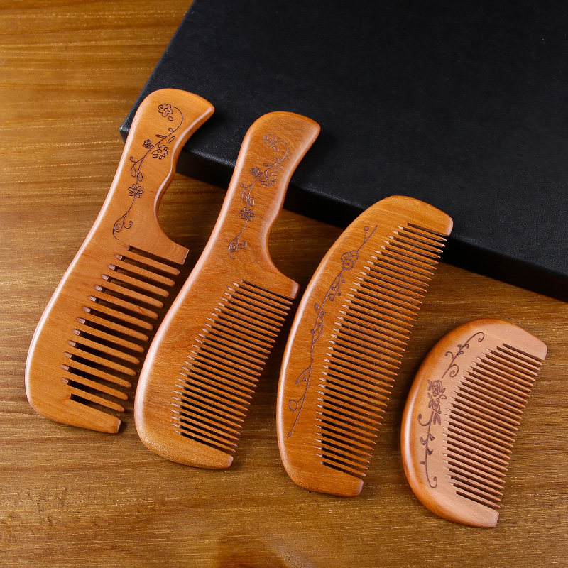 Natural Peach Wood Comb Hair Loss Sandalwood Head Comb Net Red lady special small comb slim tooth Women anti-home
