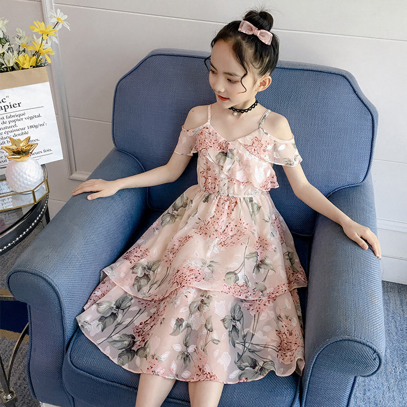 Girls net red fairy suspender dress summer dress 2021 new children's chiffon dress children's skirt foreign princess dress