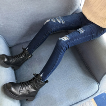 Girls jeans plus velvet autumn and winter 2021 New Korean tide childrens foreign style childrens clothing winter wear small foot pants