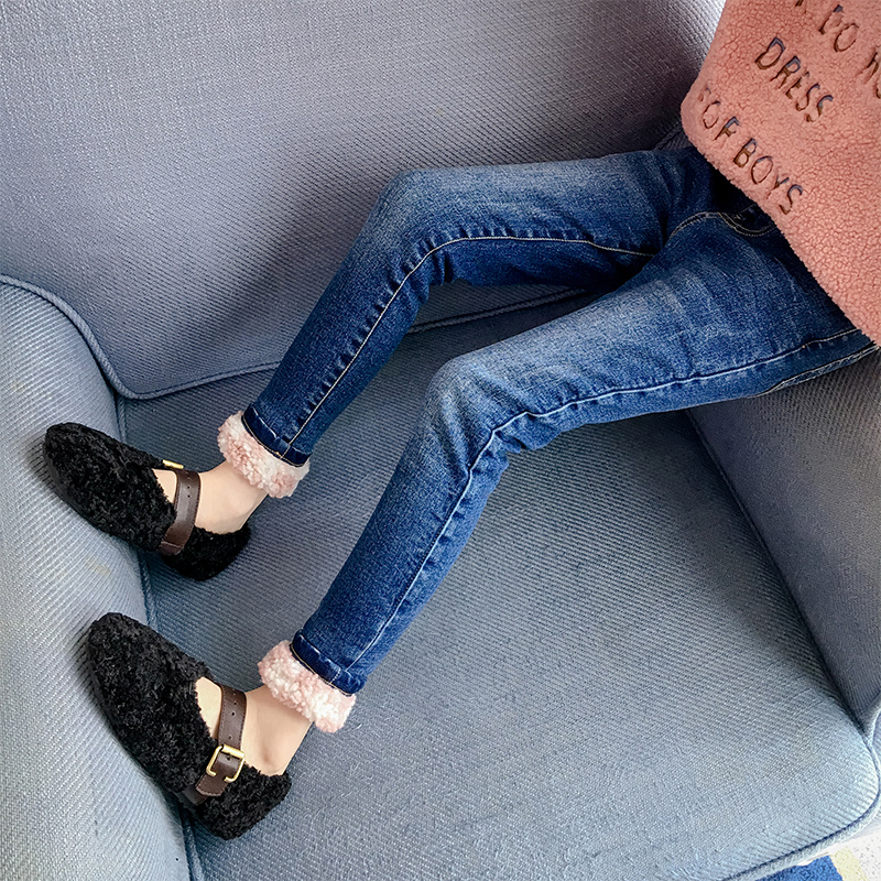 Girls' autumn and winter jeans 2022 new Korean version of children's fashionable trousers winter clothes girls thick pants children's clothes