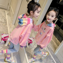 Tide childrens clothing girls Spring and Autumn foreign style explosive set autumn clothing 2021 new childrens fashion girl sports two-piece set