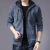 Áo len nam cộng với áo len dệt kim nhung phiên bản Hàn Quốc của xu hướng mùa thu và mùa đông nam áo hoodie giản dị áo khoác nam - Cardigan Cardigan