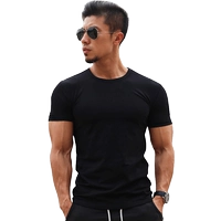 Черный хлопок с коротким рукавом