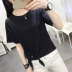 Mùa hè 2018 mới phong cách BF BF Hồng Kông hương rắn màu Áo thun nữ ngắn tay Hàn Quốc lửng sơ