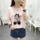 Mùa hè 2018 phiên bản Hàn Quốc mới của áo phông rộng cổ rộng thời trang giản dị hoang dã cổ áo sơ mi nữ tay ngắn áo thun nữ
