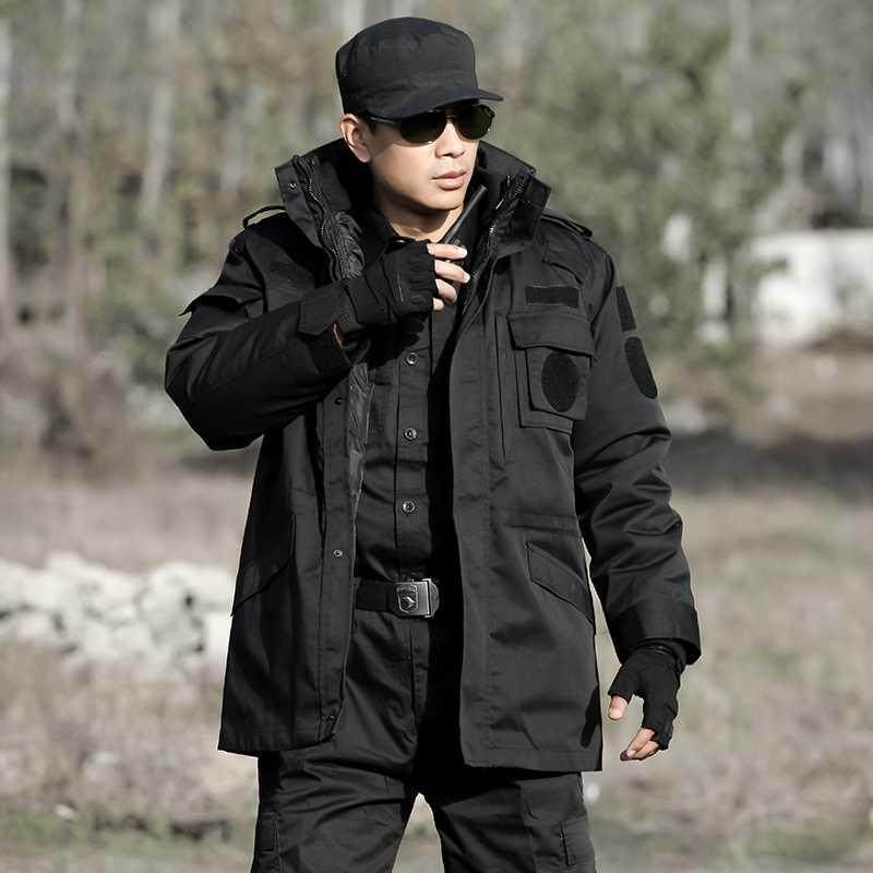 Black tactical field coat - heavy duty security jacket! your