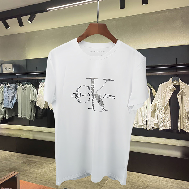 {Authentic Outlet} Ck Short-Sleeve T-Shirt Men's Summer New Casual Round-Neck Youth Slim-Fit Plus-Size Ck T-Shirt Half-Sleeve