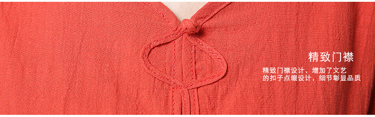 实拍3260#2022年夏新款棉麻大码女装文艺复古短袖T恤详情6