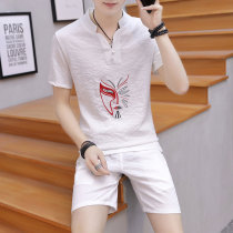 Sleepwear Male Summer Short Sleeve Shorts Thin Section Ice Silk Casual Youth Mens Summer China Wind Suit Summer Home Clothes