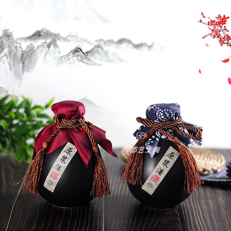 Liquor bottle empty bottle ceramic 1 jin loaded original pulp custom wine bottle wine altar small wine bottle cellar wine jug half a catty wine bottle