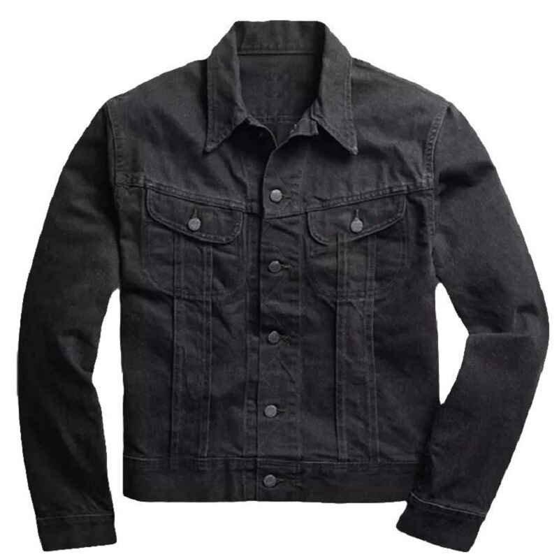 Double R Denim Jacket Washed Black 1950S Trucker Denim Jacket