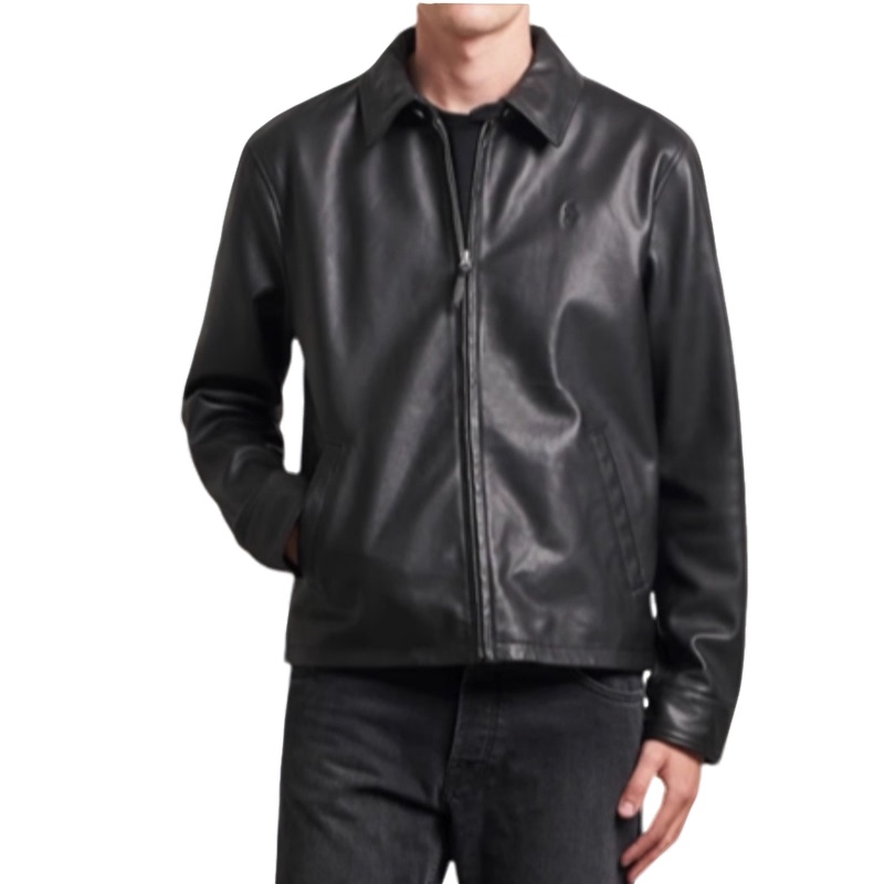 R American Classic Leather Jacket Lambskin Veteran-Style Lapel Genuine Leather Jacket R American Classic Leather Jacket Lambskin Veteran-Style Lapel Genuine Leather Jacket