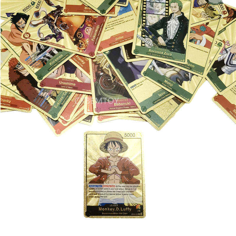 55 Piece English One Piece Gold Foil Trading Card Luffy&Zoro Hot