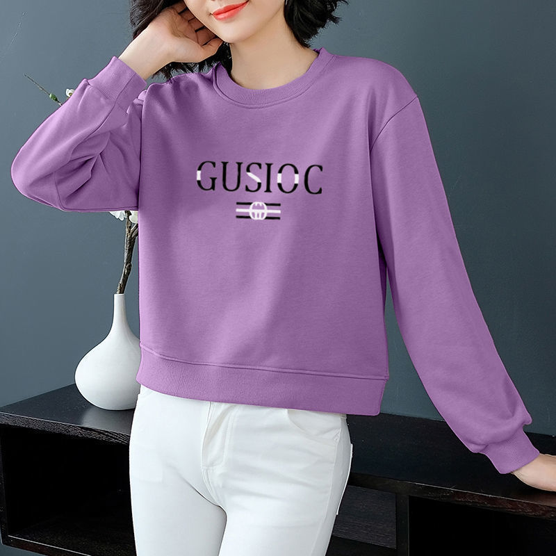 Non-Pilling Short Sweatshirt for Petite Women, High-Waisted, Korean Style, Loose Fit, Plus-Size, Slimming, Versatile, Round Neck, Thin Jacket, Trendy
