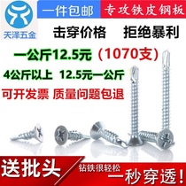  Drill iron sheet iron plate color steel tile Cross countersunk head drill tail screw Dovetail flat head self-tapping self-drilling nail M4 2*13169