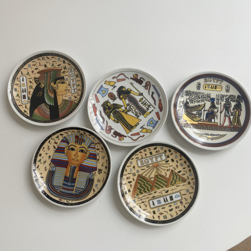 Exported to Egypt, Creative Small Ceramic Plates with French Head Figures, Decorative Plates, Small Snack Plates, High-End Decoration, Arabic Style Exported to Egypt, Creative Small Ceramic Plates with French Head Figures, Decorative Plates, Small Snack Plates, High-End Decoration, Arabic Style