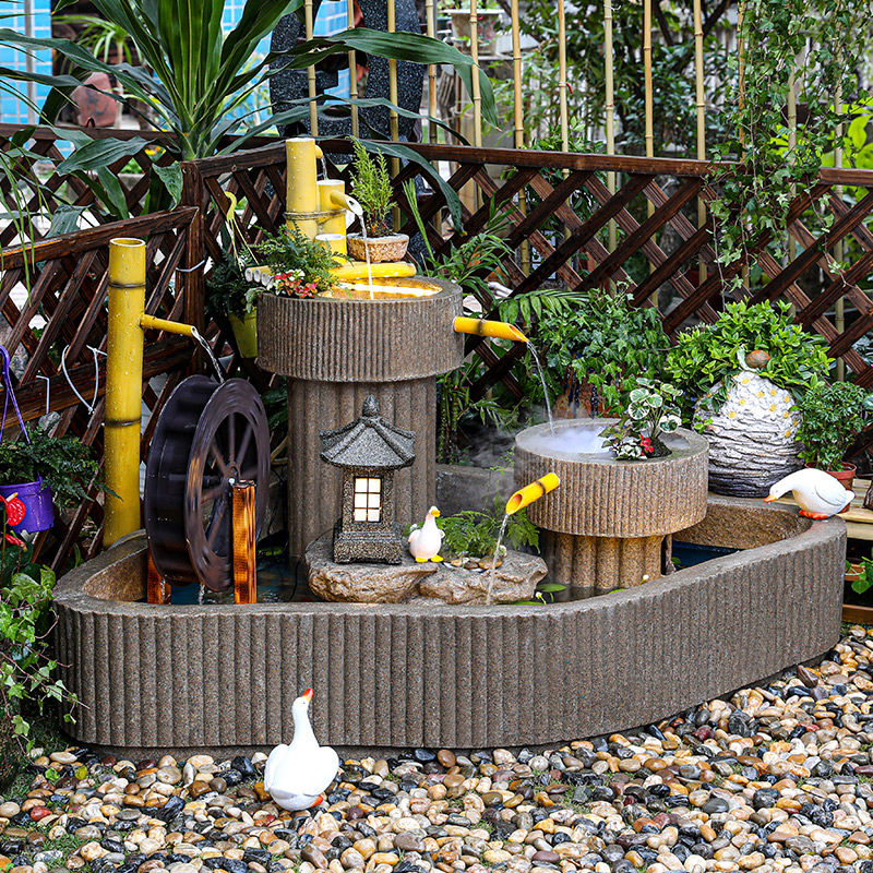 Flowing Water Landscape Decoration Fish Pond Chinese Outdoor Patio Swing Piece Balcony Yard Garden Arrangement Fountain Villa for View