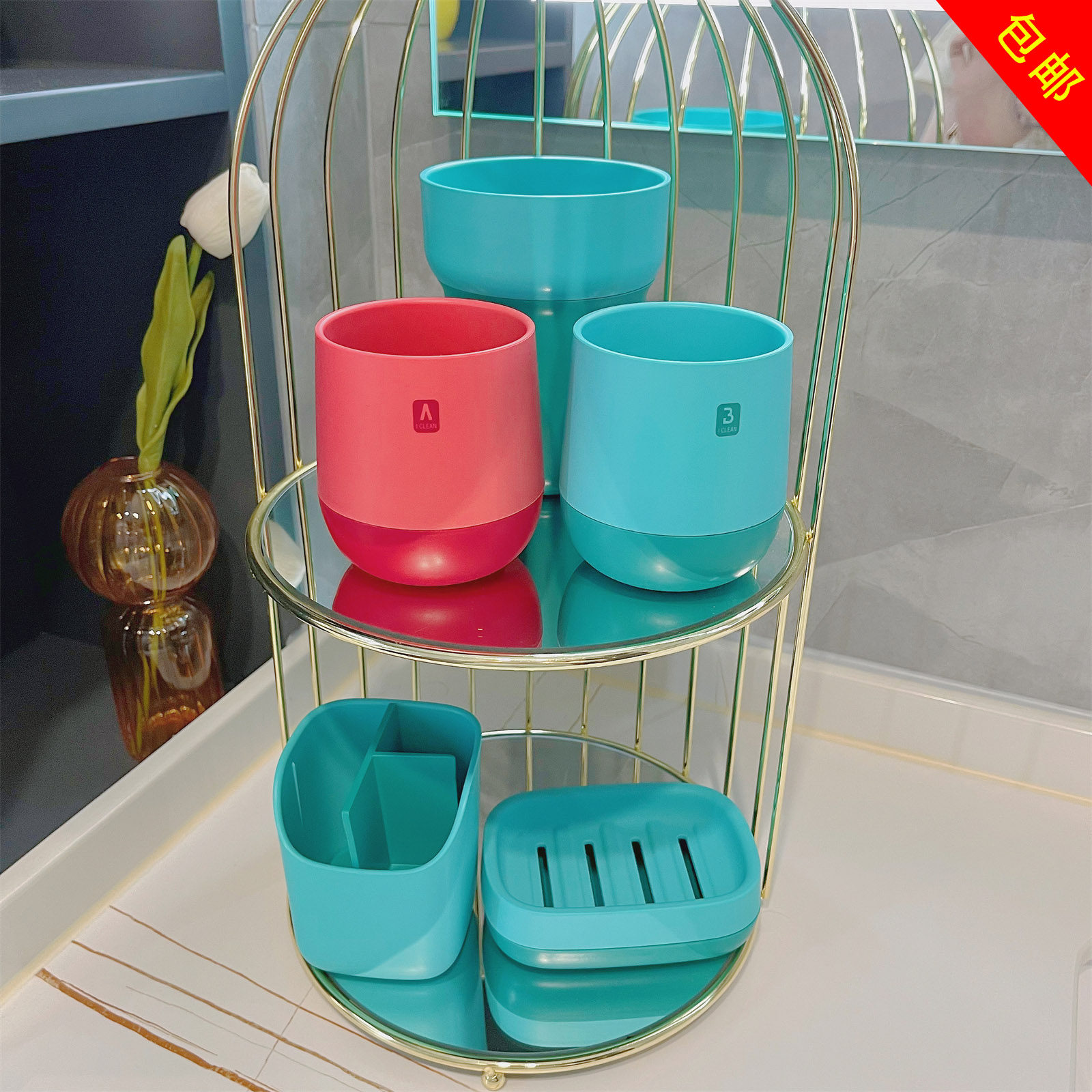 Taiwan artiart bathroom five-piece set mouthwash cup set light luxury toothbrush cup toothpaste rack soap box