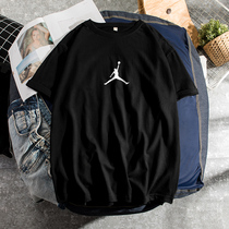 Net red T-shirt men ins Super fire loose cotton half sleeve Tide basketball clothes summer black short sleeve male Tide brand loose