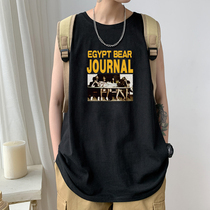 Sleeveless vest mens Tide brand Joker ins loose simple 2021 new summer harbor wind clothes cotton waistband men