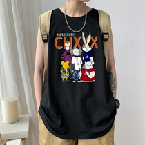 Sports vest mens tide card ins outside wear summer waistband hurdles Hong Kong style trend youth Hip Hop sleeveless T-shirt men