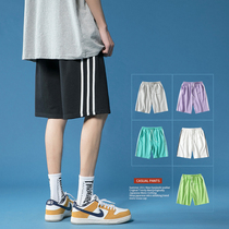 Sports pants mens summer casual shorts Tide brand ins harbor wind black Joker loose straight five-piece pants tide