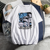 Mens short sleeve 2021 new trend cotton Tide brand T-shirt loose summer youth American basketball T-shirt men