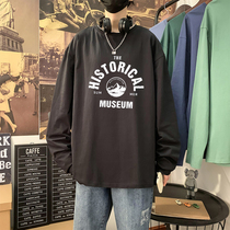 Mens T-shirt long sleeve cotton early spring new loose wild harbor wind trend spring coat with base shirt men