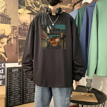 Long-sleeved t-shirt mens tide ins loose cotton tide brand spring and autumn round neck versatile handsome mens autumn top casual jacket