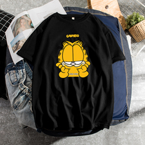Garfield short sleeve T-shirt mens Tide brand trend harbor wind Joker loose cotton base shirt Spring and Autumn half sleeve shirt
