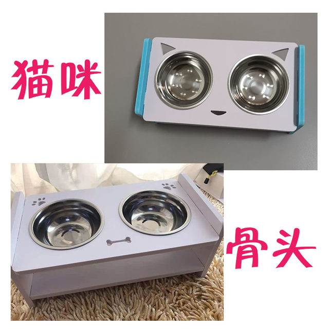 Cat bowl double bowl pet bowl feeding basin shelf plate rice bowl non-slip dog bowl dog ອຸປະກອນສັດລ້ຽງ