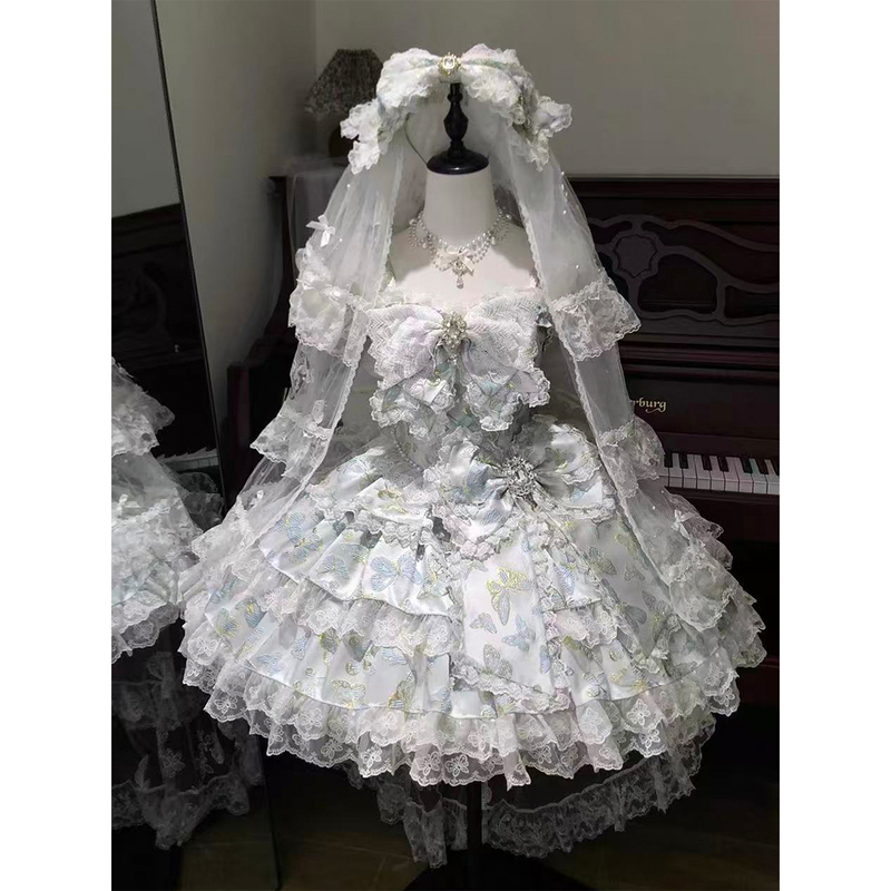 Lolita Dress for Petite Students, Coming-Of-Age Ceremony Dress, Short Style That Can Be Worn Daily, Floral Lolita Princess Dress for Summer