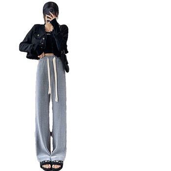 Wave Pattern Jacquard Chenille Wide-Leg Pants for Women, New Autumn and Winter High-Waisted Slimming Straight Casual Pants, Loose Wide-Leg Pants