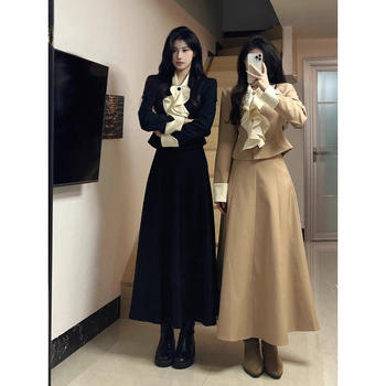 Tall Women's Suit, Chanel-Style, Korean High-End Feel, Elegant Ladylike Temperament, Complete Long Skirt Set, Autumn Two-Piece Outfit